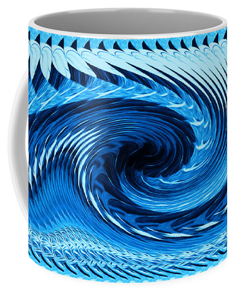 Abstract Art Coffee Mug featuring the digital art Fractal Rolling Wave Blue by Ronald Mills