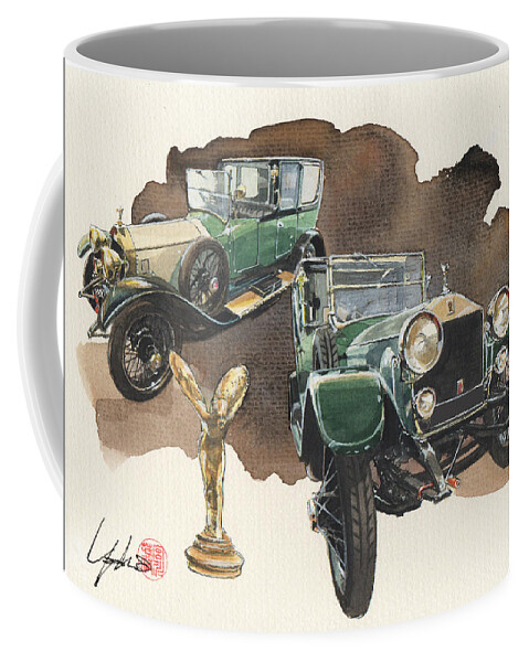 Rolls Royce Coffee Mug featuring the painting Rolls Royce Silver Ghost by Yoshiharu Miyakawa