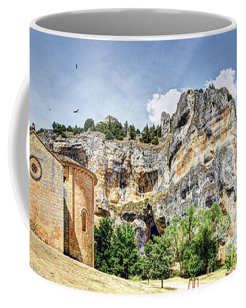 Templar Hermitage Coffee Mug featuring the photograph Romanesque Mountain Church - Long Vintage version by Weston Westmoreland