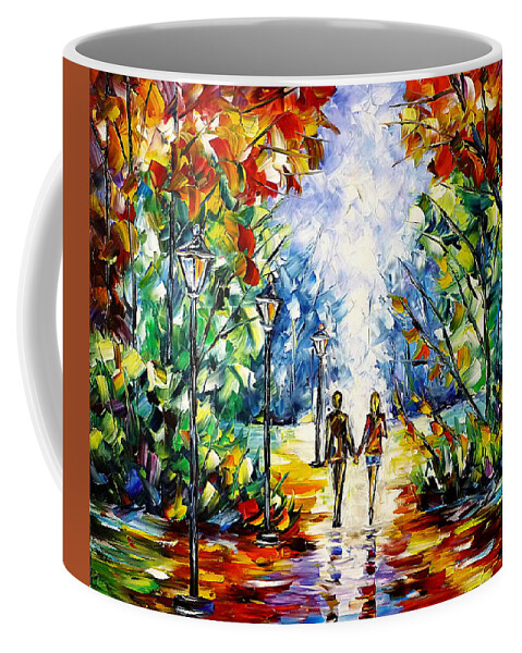 Colorful Park Coffee Mug featuring the painting Romantic Day by Mirek Kuzniar