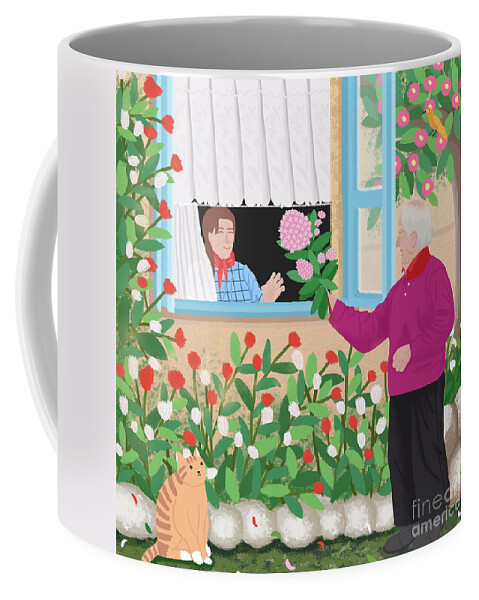 Scene Coffee Mug featuring the painting Romantic to an old age by Min fen Zhu