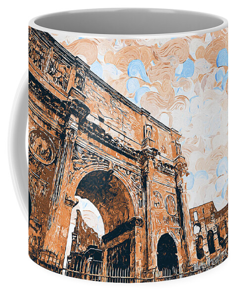 Rome Coffee Mug featuring the painting Rome - The Arch of Constantine - 06 by AM FineArtPrints