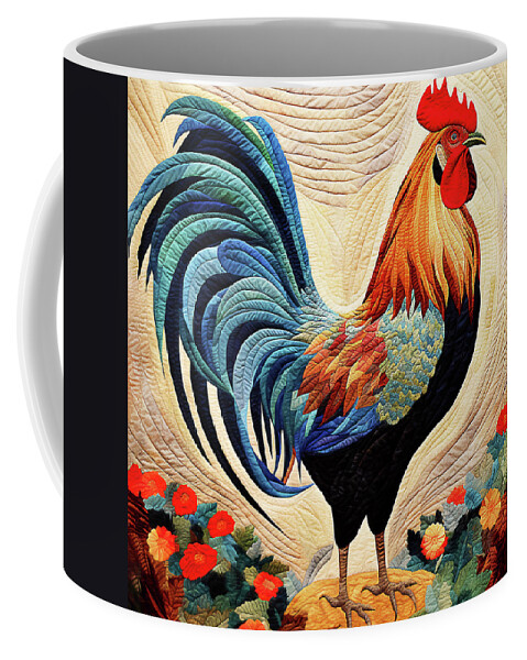 Rooster Coffee Mug featuring the digital art Rooster - King of the Barnyard by Peggy Collins
