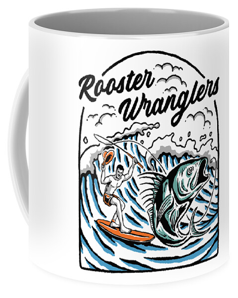 Rooster Coffee Mug featuring the digital art Rooster Wrangler by Kevin Putman