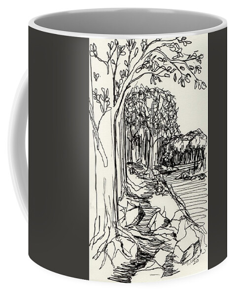 Ink Coffee Mug featuring the drawing Roots and Rocks by Tammy Nara