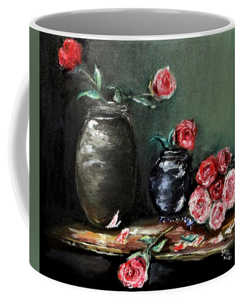 Botanicals Coffee Mug featuring the painting Rosa Maria by Clyde J Kell