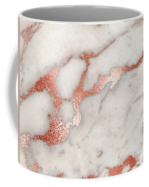 Marble Coffee Mug featuring the painting Rose Gold Marble Blush Pink Copper Metallic Foil by Modern Art