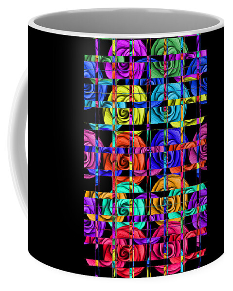 Abstract Coffee Mug featuring the digital art Rose Trellis Abstract by Ronald Mills