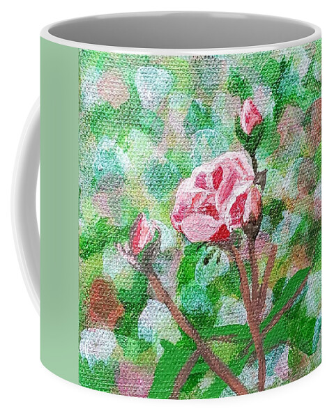 Rose Coffee Mug featuring the painting Rosebud by Amy Kuenzie