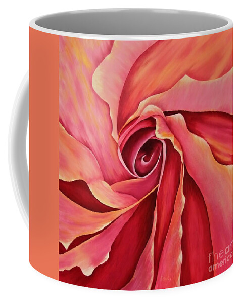 Red Flower Paintings Coffee Mug featuring the painting Rosebud by Mary Deal
