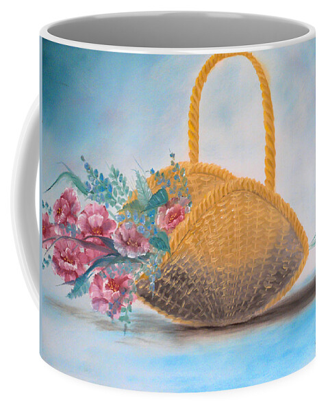 Basket Coffee Mug featuring the painting Roses in a Basket  by Joel Smith
