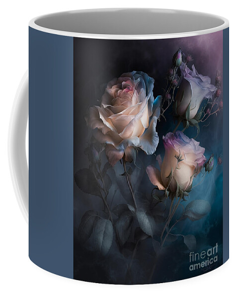 Roses Coffee Mug featuring the digital art Roses Opalescent 1 by Shanina Conway