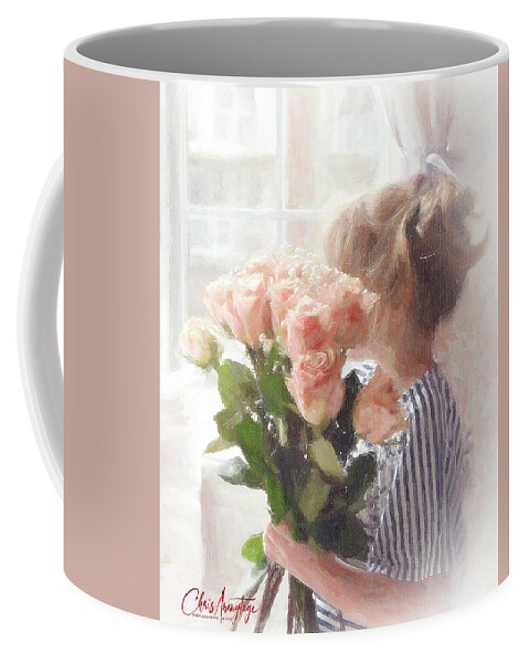 Pink Roses Coffee Mug featuring the digital art Roses with Love by Chris Armytage