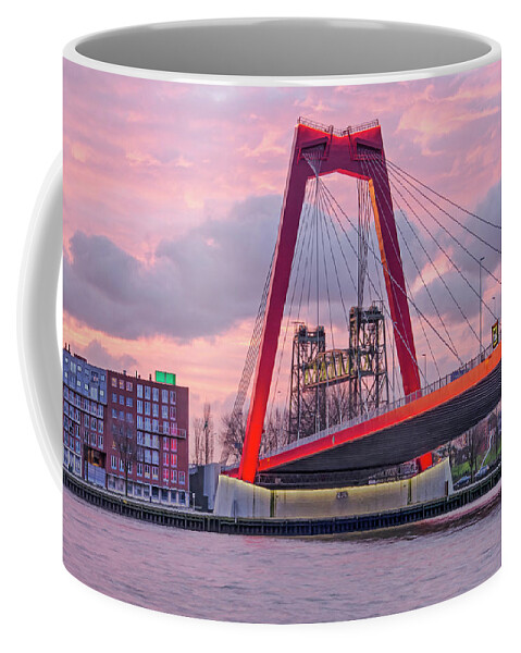 Rotterdam Coffee Mug featuring the photograph Rotterdam, Willems Bridge and De Hef by Frans Blok
