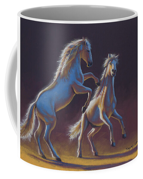Acrylic Coffee Mug featuring the painting Rough Housing by Timothy Stanford