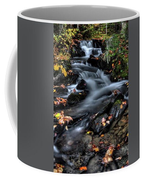 Round Coffee Mug featuring the photograph Round Pond Brook Cascade by White Mountain Images