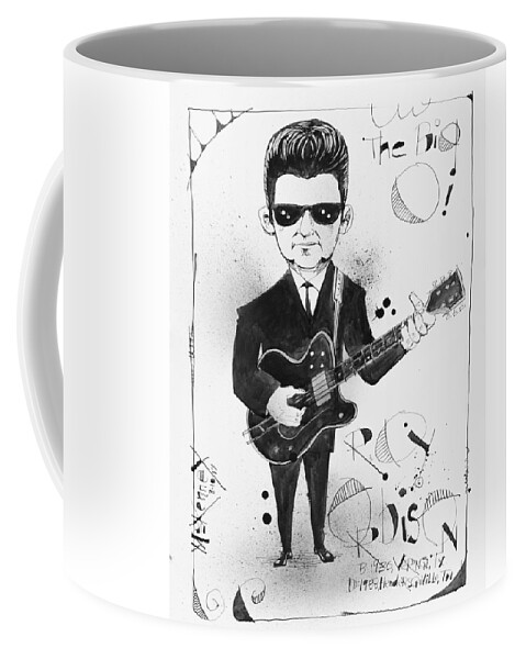  Coffee Mug featuring the drawing Roy Orbison by Phil Mckenney
