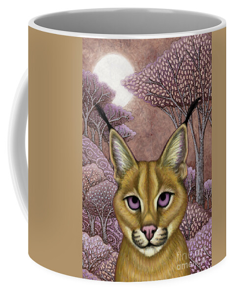 Caracal Coffee Mug featuring the painting Royal Caracal Moon by Amy E Fraser