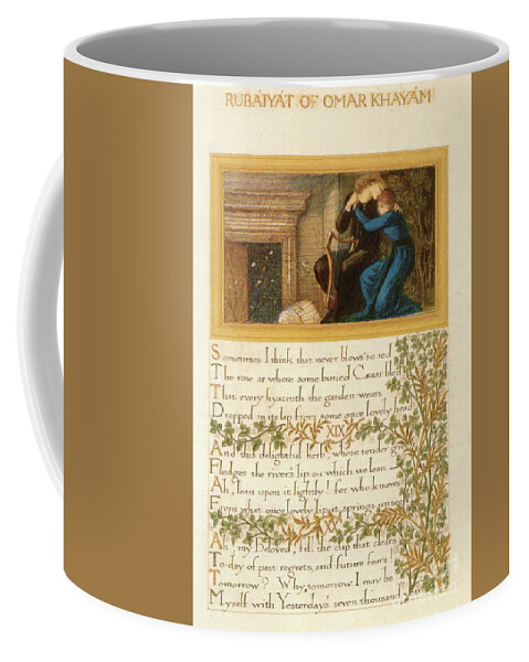 Rubaiyat_morris_burne-jones_manuscript Coffee Mug featuring the painting Rubaiyat of Omar Khayyam 1870 by Edward Burne Jones