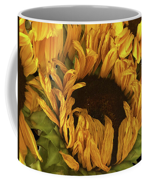 Daisy Coffee Mug featuring the painting Rubino Brand Sunflower Photo Bouquet by Tony Rubino