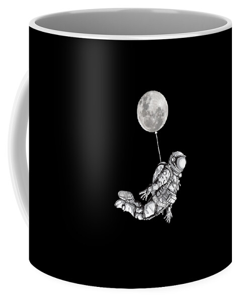 Mandala Coffee Mug featuring the painting Rubino Float Astronaut Flower Zen Moon Balloon by Tony Rubino