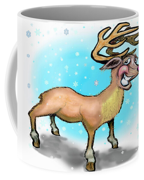 Reindeer Coffee Mug featuring the digital art Rudolph the Red Nosed Reindeer #1 by Kevin Middleton
