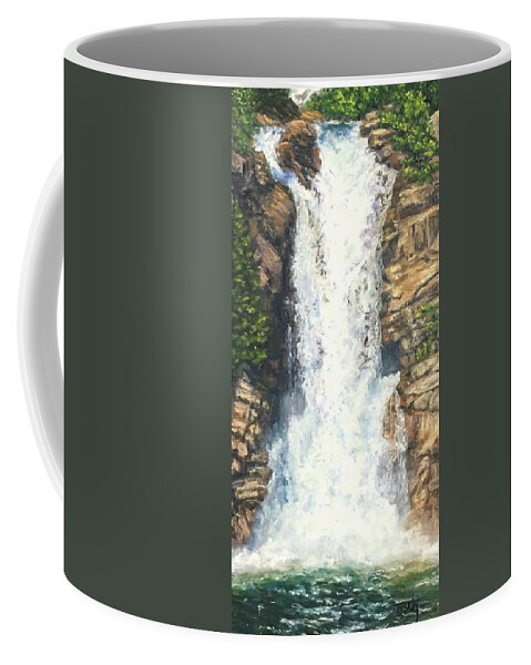 Waterfall Coffee Mug featuring the pastel Running Eagle Falls by Lee Tisch Bialczak