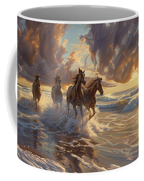 Horses Coffee Mug featuring the digital art Running free by Gaye Bentham