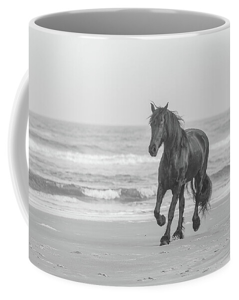 Equine Coffee Mug featuring the photograph Horse Running on the Beach Photograph by JBK Photo Art