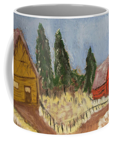  Coffee Mug featuring the painting Rural Barns by David McCready