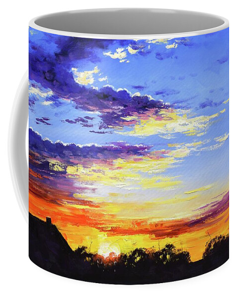Sunset Coffee Mug featuring the painting Rural bush sunset by Graham Gercken