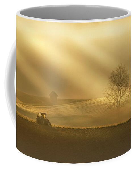 Field Coffee Mug featuring the photograph Rural landscape by Piotr Skrzypiec