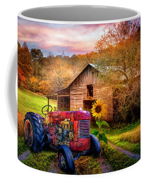 Tractor Coffee Mug featuring the photograph Rusty Red on the Farm by Debra and Dave Vanderlaan