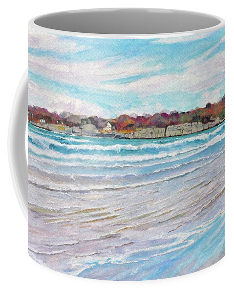 Sachuest Beach Coffee Mug featuring the painting Sachuest Beach Middletown RI Purgatory Chasm by Patty Kay Hall