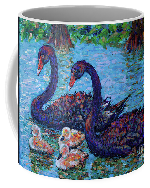  Coffee Mug featuring the painting Safeguarding Black Swans by Jyotika Shroff