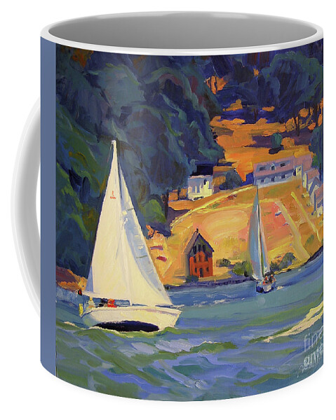 Angel Island Coffee Mug featuring the painting Sail BY Angel Island by John McCormick