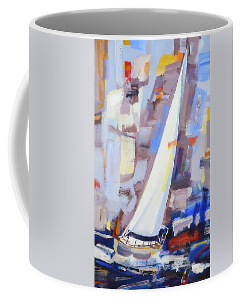 Sailboats Coffee Mug featuring the painting Sailboat 8. by Iryna Kastsova