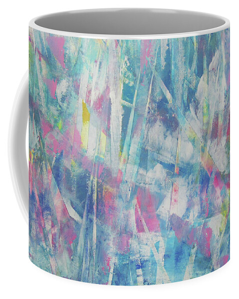 Abstract Coffee Mug featuring the painting Sailboat in the Mist by Jean Batzell Fitzgerald