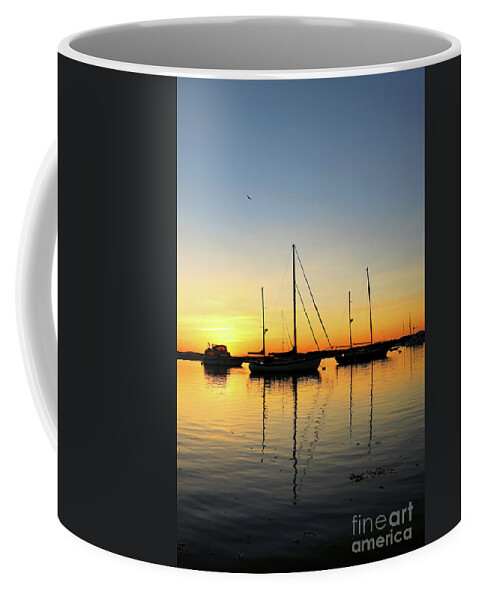 Morro Bay Coffee Mug featuring the photograph Sailboats in the Sunset by Vivian Krug Cotton