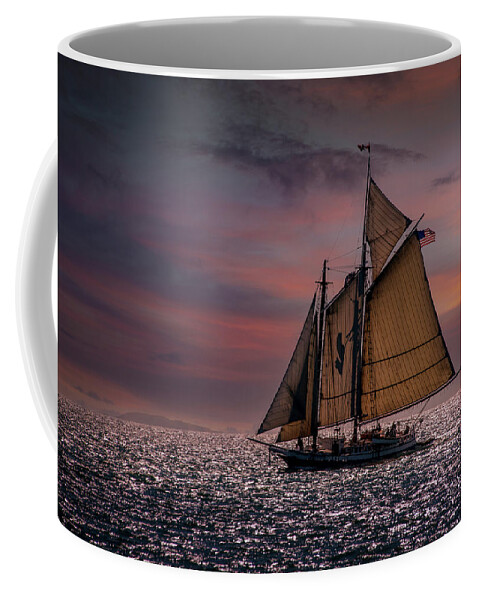 Windjammers Coffee Mug featuring the photograph Sailing at Sunset by Fred LeBlanc