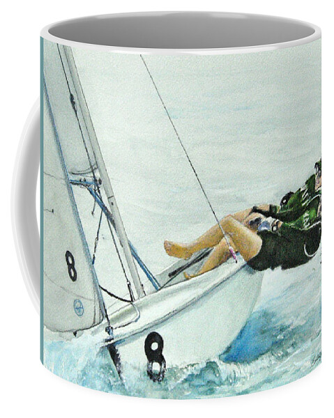 Ocean Coffee Mug featuring the painting Sailing Beauty by Bobby Walters