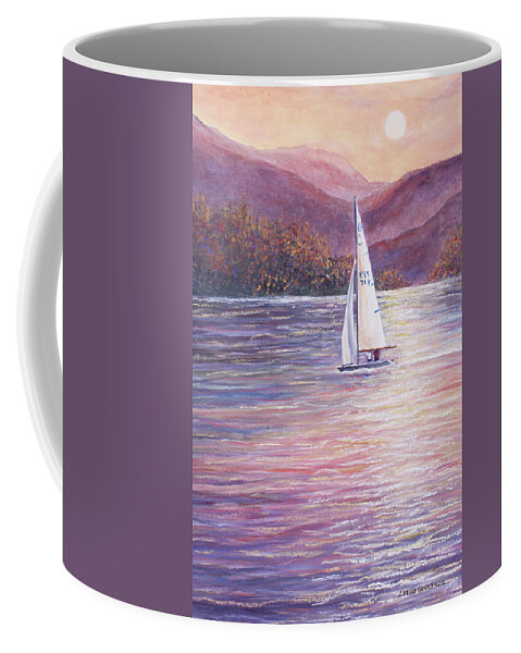 Sailboat Coffee Mug featuring the pastel Sailing by Linda Goodman