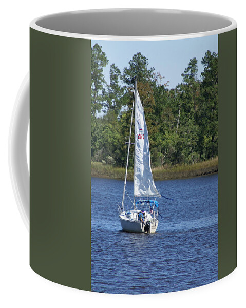  Coffee Mug featuring the photograph Sailing on the Brunswick River by Heather E Harman