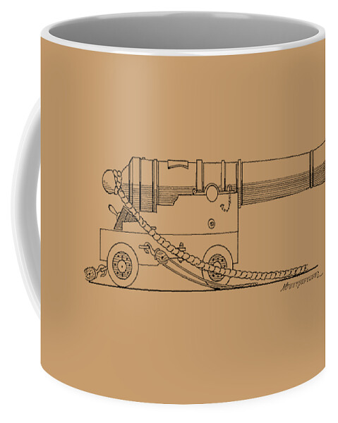 Sailing Vessels Coffee Mug featuring the drawing Sailing ship cannon by Panagiotis Mastrantonis