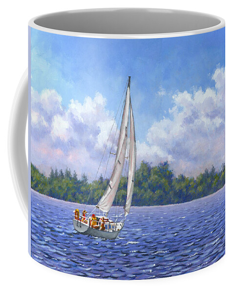 Sailing Coffee Mug featuring the painting Sailing the Reach by Richard De Wolfe