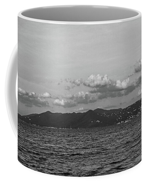 Saint Coffee Mug featuring the photograph Saint John Sunset from Sapphire Beach in Saint Thomas Black and Whtie by Toby McGuire