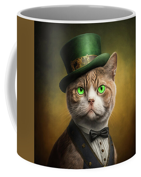 Cat Coffee Mug featuring the digital art Saint Patricks Day Cat 06 by Matthias Hauser