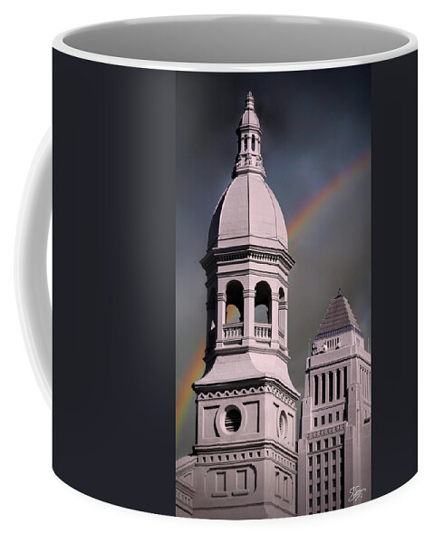 City Hall Coffee Mug featuring the photograph Saint Vibiana's Church And City Hall by Endre Balogh