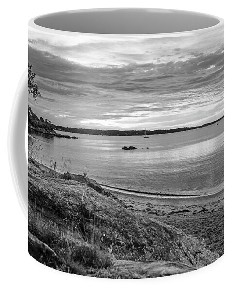 Salem Coffee Mug featuring the photograph Salem MA Waikiki Beach Sunrise Black and White by Toby McGuire