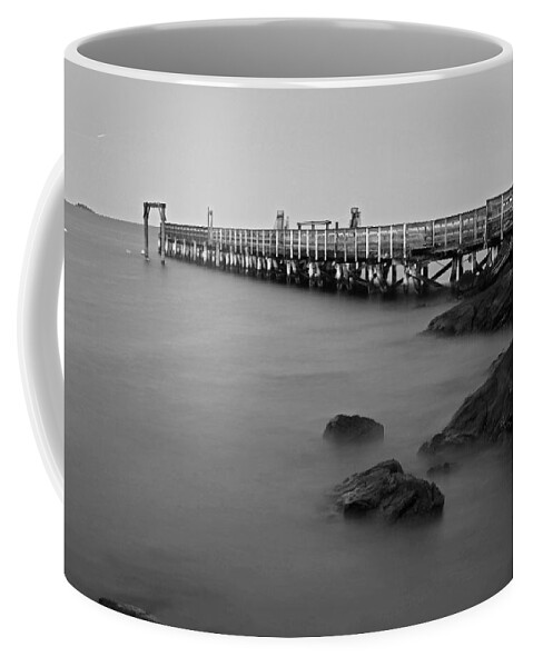 Salem Coffee Mug featuring the photograph Salem Willow Pier Salem Massachusetts Black and White by Toby McGuire